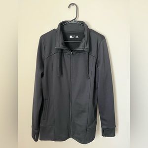 xersion quick-dri black zip up jacket, large